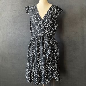 FSL Apparel Polka Dot Dress Sleeveless V-Neck Elastic Waist - Women's Size L
